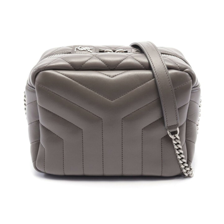 YSL グレー レザー ショルダーバッグ