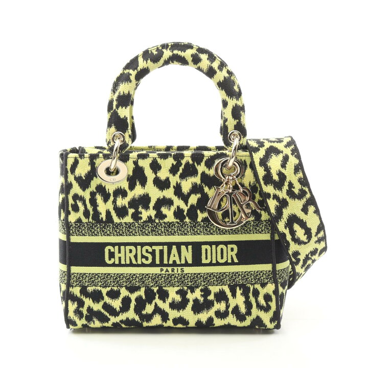 ディオール Dior LADY D-LITE ミディアム ハンドバッグ バッグ キャンバス グリーン系 / ブラック系 【中古】