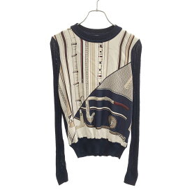 【5千円OFFクーポン対象】エルメス HERMES トップス 長袖シャツ 衣料品 トップス シルク レディース ネイビー系 *17-7766 【中古】