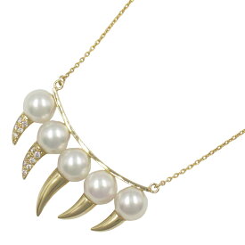 ≪全品5％OFFクーポン＆まとめ買い10%OFF≫タサキ TASAKI デインジャーファングネックレス パール/ダイヤ ネックレス ジュエリー K18（イエローゴールド） ダイヤモンド パール レディース クリア系 / ホワイト系 【中古】
