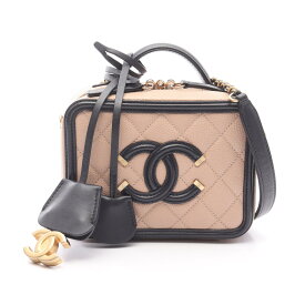 シャネル CHANEL CCフィリグリー マトラッセ ミニ ヴァニティ ショルダーバッグ バッグ レザー グレインドカーフスキン レディース ピンク系 / ブラック系 【中古】