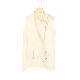 エルメス HERMES セリエボタン ロングジレ ベスト 衣料品 トップス カシミヤ レディース アイボリー系 06-7102 【中古】