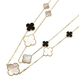 ≪全品5％OFFクーポン＆まとめ買い10%OFF≫ヴァンクリーフ＆アーペル Van Cleef & Arpels マジックアルハンブラ グレーシェル ネックレス ネックレス ジュエリー K18（イエローゴールド） マザーオブパール/オニキス レディース ホワイト系 / ブラック系 【中古】