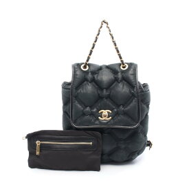 《全品5%クーポン×P2倍》まとめ買い10%OFF｜シャネル CHANEL バブルキルト リュックサック バックパック バッグ レザー レディース ブラック系 【中古】