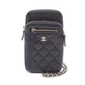 【最大1万円OFFクーポン】シャネル CHANEL マトラッセ フォンホルダー スマホポーチ ショルダーバッグ バッグ カーフ（牛革） レディース ブラック系 AP4434 【中古】