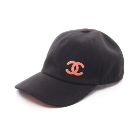《全品5%クーポン×P2倍》まとめ買い10%OFF｜シャネル CHANEL ココマーク キャップ 帽子 コットン レディース ブラック系 / レッド系 【中古】