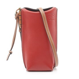 ≪5％OFFクーポン対象＆まとめ買い10%OFF≫ロエベ LOEWE GATE POCKET ゲートポケット ショルダーバッグ バッグ レザー レディース レッド系 / ブラウン系 【中古】