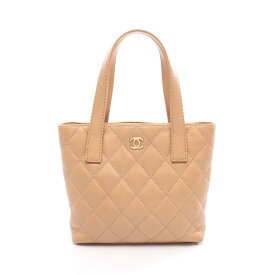 《全品5%クーポン×P2倍》まとめ買い10%OFF｜シャネル CHANEL ワイルドステッチ トートバッグ バッグ レザー レディース ベージュ系 【中古】
