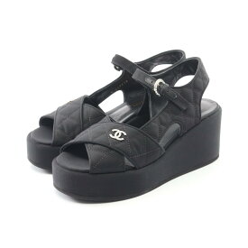 《全品5%クーポン×P2倍》まとめ買い10%OFF｜シャネル CHANEL ココマーク マトラッセ サンダル 靴 グログラン レディース ブラック系 【中古】