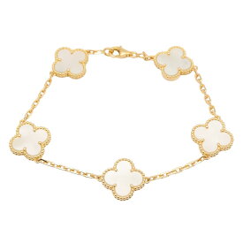 ヴァンクリーフ＆アーペル Van Cleef & Arpels ヴィンテージアルハンブラ 5モチーフマザーオブパール ブレスレット アクセサリー K18（イエローゴールド） マザーオブパール レディース ホワイト系 / ゴールド系 VCARA41800 【中古】