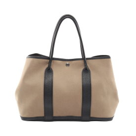 ≪全品5％OFFクーポン＆まとめ買い10%OFF≫エルメス HERMES ガーデンパーティPM トートバッグ バッグ キャンバス レザー トワルオフィシエ / ネゴンダ トワルオフィシエ レディース ベージュ系 / ブラック系 【中古】