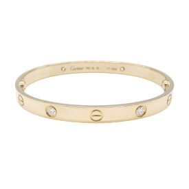 ≪全品5％OFFクーポン＆まとめ買い10%OFF≫カルティエ CARTIER ラブブレス 4PD ブレスレット アクセサリー K18PG（ピンクゴールド） ダイヤモンド レディース ゴールド系 / クリア系 B6069917 【中古】