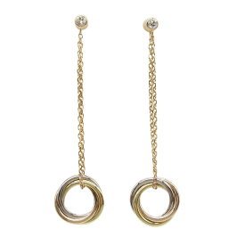 ≪全品5％OFFクーポン＆まとめ買い10%OFF≫カルティエ CARTIER トリニティピアス 1PD ピアス ジュエリー K18（イエローゴールド） K18WG（ホワイトゴールド） K18PG（ピンクゴールド） / ダイヤモンド レディース ゴールド系 / シルバー系 / クリア系 【中古】
