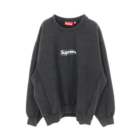 【最大5万円OFFクーポン 6/12 10時〜6/20 19:59】シュプリーム Supreme Washed Box Logo Crewneck スウェット ブラック 25SS スウェット 衣料品 トップス コットン メンズ グレー系 【中古】