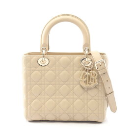ディオール Dior LADY DIOR MY ABCDIOR レディディオール カナージュ ハンドバッグ バッグ レザー レディース ベージュ系 M05650CEA 【中古】
