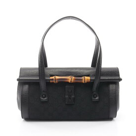 グッチ GUCCI バンブー GGキャンバス ハンドバッグ バッグ キャンバス レザー レディース ブラック系 111713 【中古】
