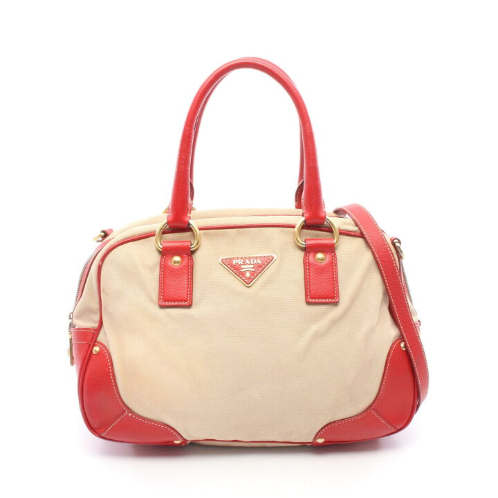 楽天市場】プラダ PRADA 2WAY ハンドバッグ バッグ キャンバス レザー 