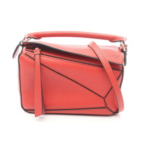 ロエベ LOEWE パズルバッグ ミニ 2WAY ハンドバッグ バッグ レザー レディース レッド系 【中古】