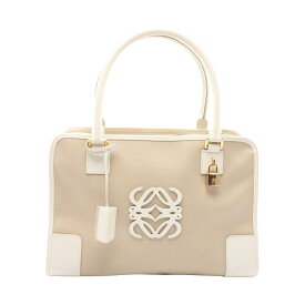 【最大5万円OFFクーポン 6/12 10時〜6/20 19:59】ロエベ LOEWE アマソナ36 ハンドバッグ バッグ キャンバス レザー レディース ベージュ系 / ホワイト系 【中古】