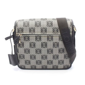 ≪5％OFFクーポン対象＆まとめ買い10%OFF≫ロエベ LOEWE アナグラム ショルダーバッグ バッグ PVCコーティングキャンバス レザー レディース グレー系 / ブラック系 【中古】