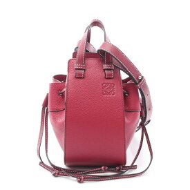 ロエベ LOEWE ハンモック ドローストリングバッグ ミニ 2WAY ハンドバッグ バッグ レザー レディース レッド系 【中古】