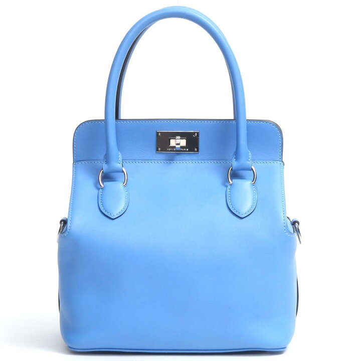 エルメス HERMES ツールボックス 20 □N刻印 青 ブルージーン シルバー 