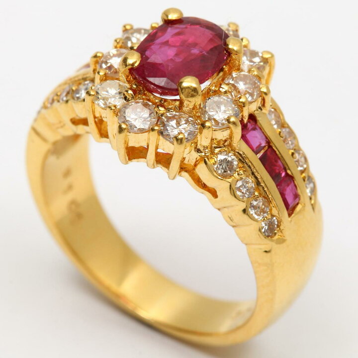 R0.86/D0.63 ルビー ダイヤモンド リング K18 イエローゴールド YG  