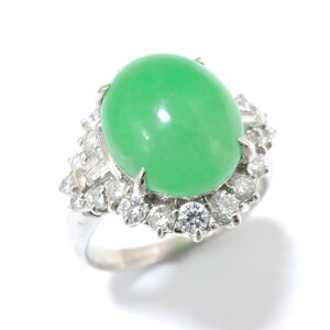 ジュエリー ヒスイ リング 指輪 ノーブランドジュエリー レディース PT900 プラチナ x (5.50ct) ダイヤモンド (0.86ct) グリーン クリアー シルバー 【中古】 | JEWELRY BRANDOFF ブランドオフ ブランド アクセサリー