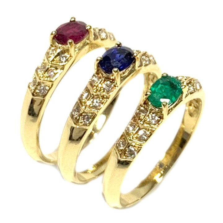 楽天市場】ジュエリー 3連 サファイア エメラルド ルビー ダイヤモンド  