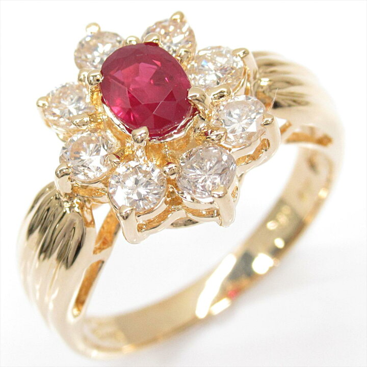 K18YG ルビー リング 0.72CT 
