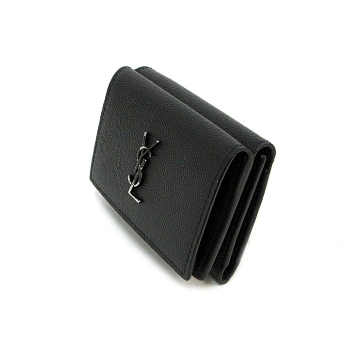 ○SAINT LAURENT 三つ折り財布 レザー コンパクトウォレット（良品  