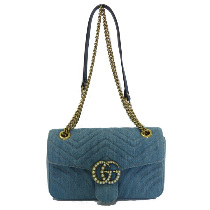 楽天市場】グッチ GGマーモント デニムチェーンショルダーバッグ 日本  