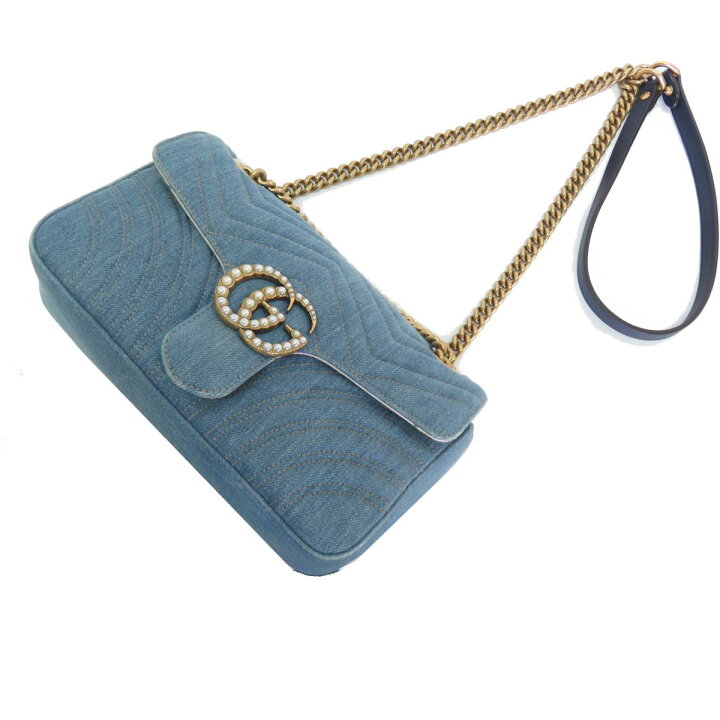 楽天市場】グッチ GGマーモント デニムチェーンショルダーバッグ 日本  