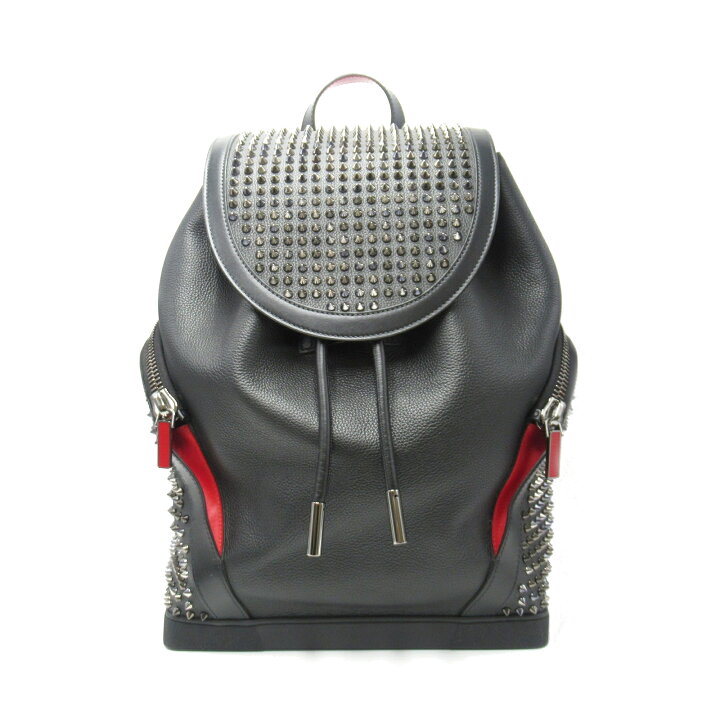 楽天市場 クリスチャンルブタン Christian Louboutin スパイクバッグパック リュックサック バックパック バッグ レザー メンズ ブラック系 ブラック レッド 中古 Brandoff銀座