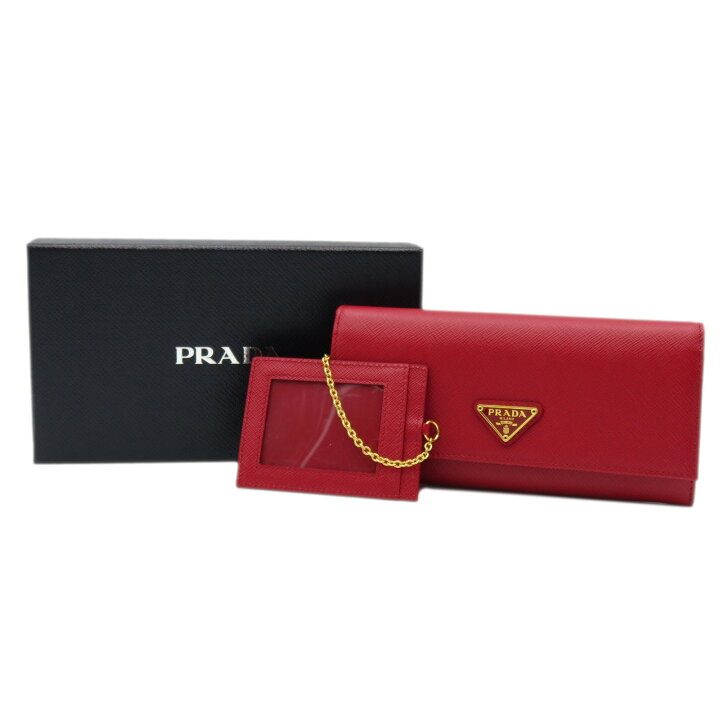 楽天市場】プラダ PRADA パスケース付き Wホック長財布 Wホック長財布 