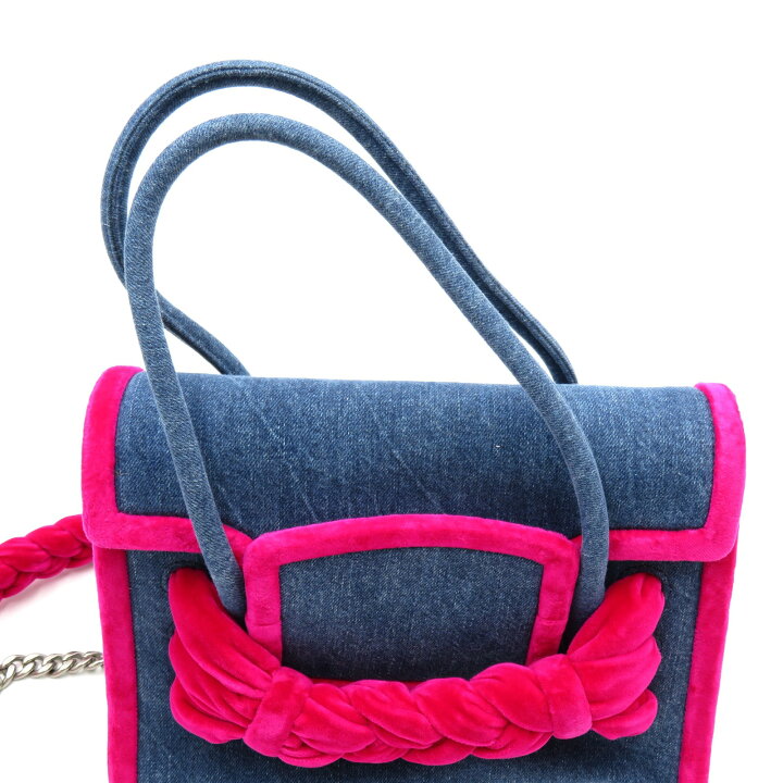 楽天市場】ミュウ ミュウ Miu Miu デニム+ベルベット 2wayショルダー 