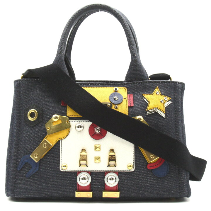 楽天市場】プラダ PRADA カナパ トートバッグ 2way バッグ デニム  