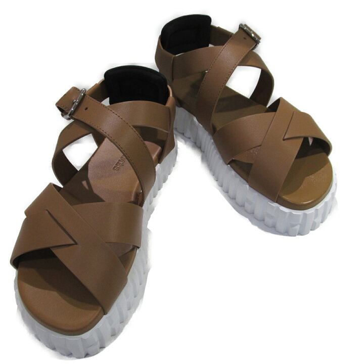 エルメス HERMES サンダル 靴 レザー ブラウン系 / ブラック系 【中古  