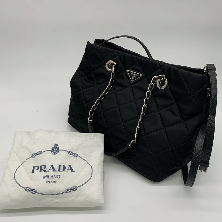楽天市場】プラダ PRADA キルティング チェーントート トートバッグ  
