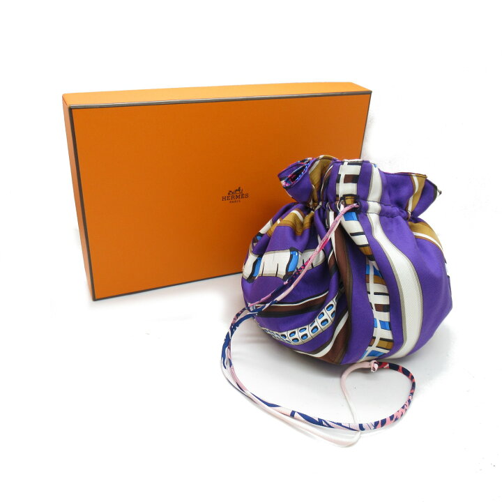 楽天市場】エルメス HERMES プティアッシュ / シルク 巾着ポーチ (大  