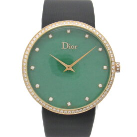 ディオール Dior LA D DE DIOR 腕時計 ウォッチ 腕時計 時計 K18PG（ピンクゴールド） サテンベルト、ダイヤモンド メンズ グリーン系 CD043171 【中古】