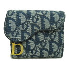 ディオール Dior オブリーク 　二つ折り財布 二つ折り財布 財布 キャンバス レディース ネイビー系 【中古】