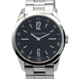 ブルガリ BVLGARI ソロテンポ 腕時計 時計 ステンレススチール メンズ ブラック系 ST37S 【中古】
