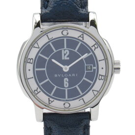 ブルガリ BVLGARI ソロテンポ 腕時計 時計 ステンレススチール レザーベルト レディース ブルー系 ST29S 【中古】
