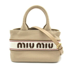 ミュウ ミュウ Miu Miu Corda 2WAYトートバッグ トートバッグ バッグ キャンバス レディース ベージュ系 5BA253 【中古】