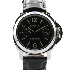 パネライ PANERAI ルミノール マリーナ 腕時計 時計 ステンレススチール 革 メンズ ブラック系 PAM00104 【中古】