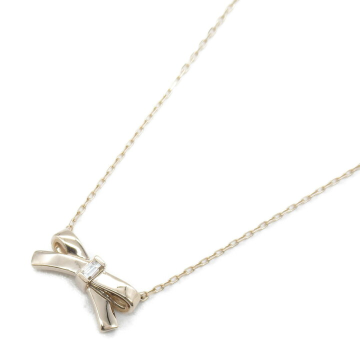 AHKAH アーカー 18K PGダイヤモンドネックレス プチリュバンローズNC