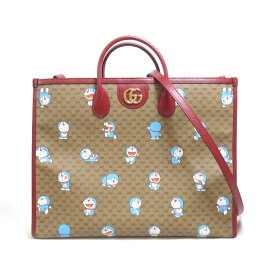 グッチ GUCCI ドラえもんGGスプリーム 2Wayトートバッグ トートバッグ バッグ PVCコーティングキャンバス レディース ベージュ系 / レッド系 653952 【中古】