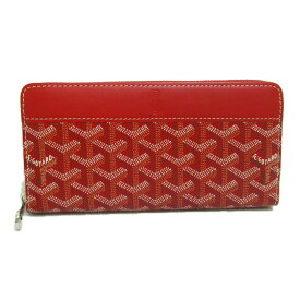 ゴヤール GOYARD ラウンド 長財布 ラウンド長財布 財布 PVCコーティングキャンバス レディース レッド系 ルージュ MATIGNON 【中古】