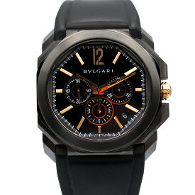 ブルガリ BVLGARI オクト ウルトラネロ 腕時計 時計 ステンレススチール ラバーベルト メンズ ブラック系 BGO41SCH 【中古】